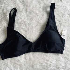 NWT Aerie | Black V-Neck Bikini Top Swimsuit | Size XL | Minimalist Swim Wear